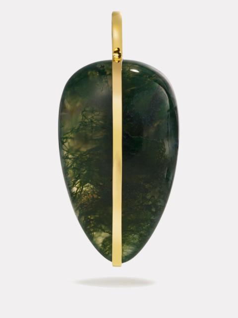 By Pariah XL Pebble Pendant in Moss Agate