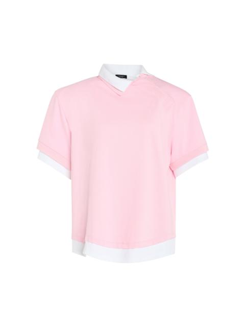 A.W.A.K.E. MODE Cotton Double-Collar Rugby Top with Shoulder Pads multi