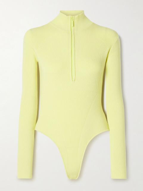CORDOVA Butte ribbed merino wool-blend turtleneck bodysuit Yellow