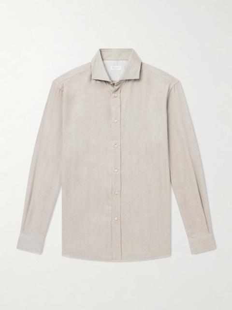 Brunello Cucinelli Herringbone Cotton and Lyocell-Blend Shirt