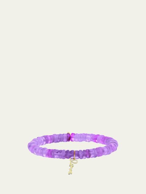 SYDNEY EVAN 14K Tiny Love Script on Purple Opal Bracelet