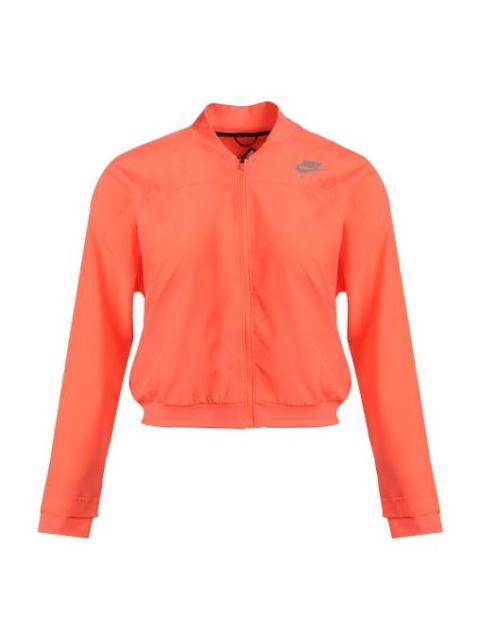 (WMNS) Nike Air Woven Quick Dry Reflective Logo Sports Baseball Jacket Bright Orange CZ9143-854