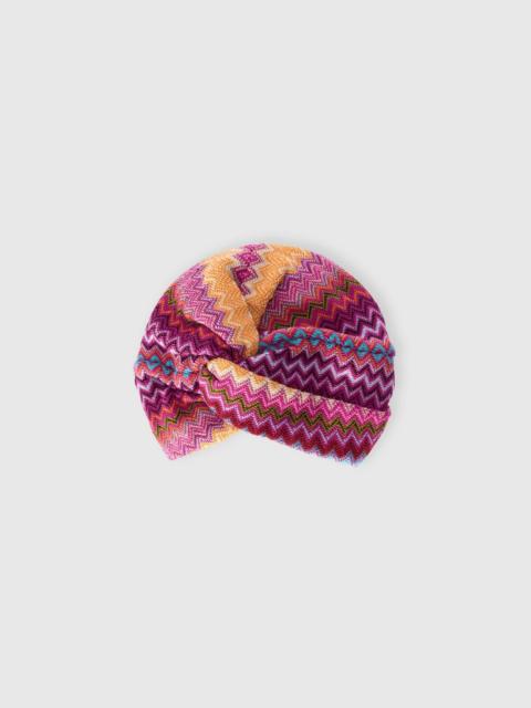 Zigzag wool-blend turban
