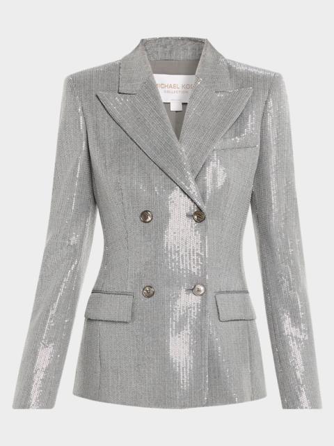 MICHAEL KORS COLLECTION Double-Breasted Pinstripe Sequin Jacket
