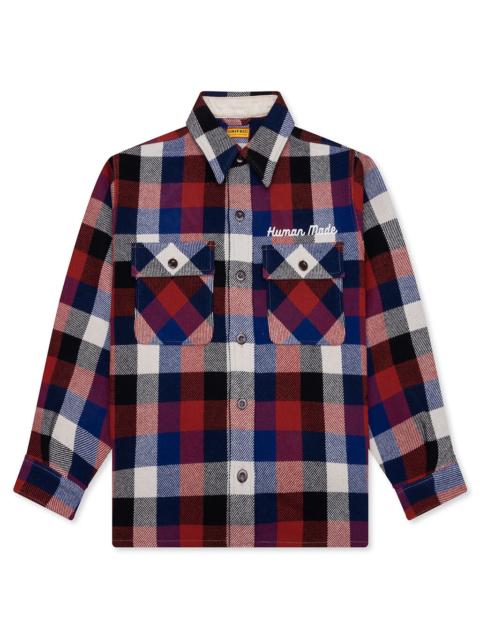 Human Made WOOL CHECK SHIRT JACKET - RED