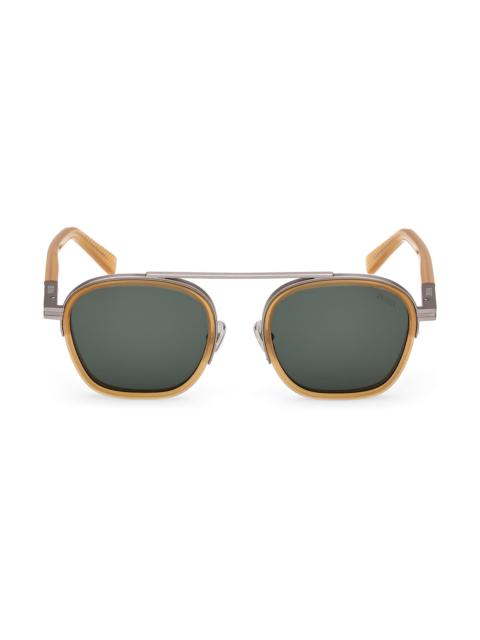 ZEGNA Men's 51MM Oval Sunglasses - Amber Green