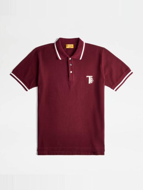 Tod's POLO SHIRT IN PIQUET - BURGUNDY