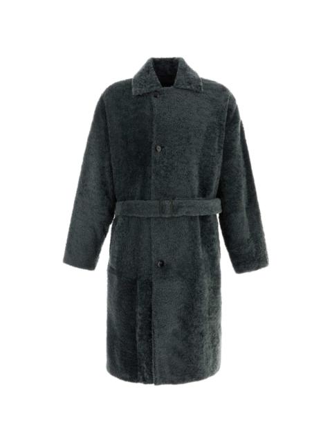 belted-waist shearling coat