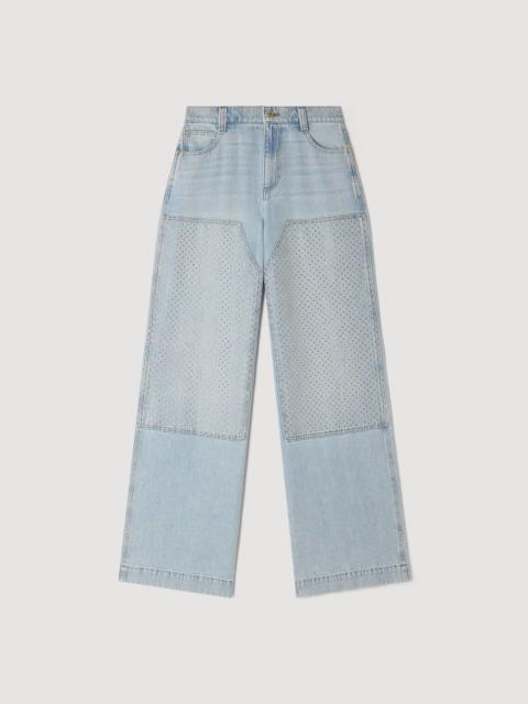 Sandro FADED STRAIGHT CRYSTAL PATCH JEANS