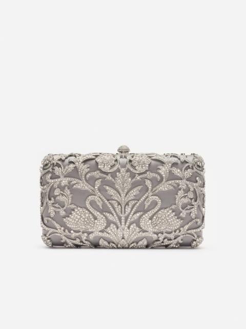 self-portrait Silver Crystal Swan Clutch Bag