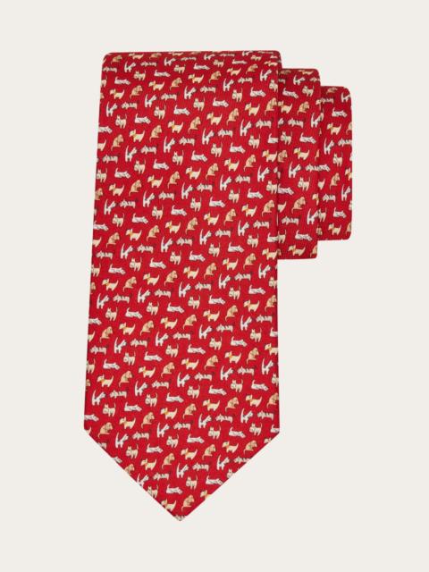 FERRAGAMO Dogs print silk tie