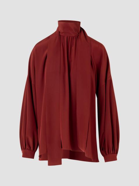 AKRIS Women's Silk Crepe de Chine Bow Blouse - Pomegranate