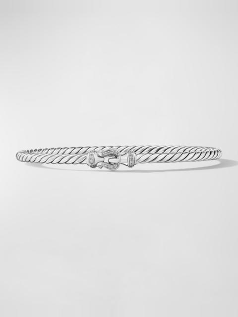 DAVID YURMAN Buckle Classic Cable Bracelet with Diamonds in Silver, 3mm