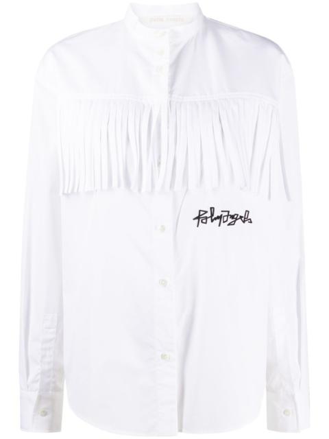 Palm Angels logo embroidered fringed shirt