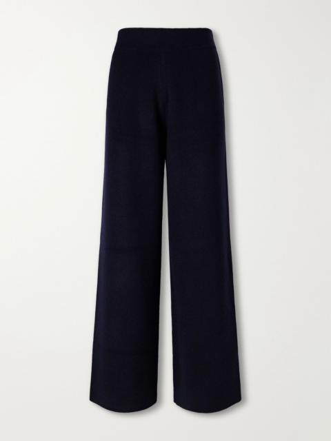 Allude Wool and cashmere-blend wide-leg pants Navy