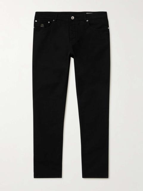 Slim-Fit Straight-Leg Logo-Embroidered Jeans