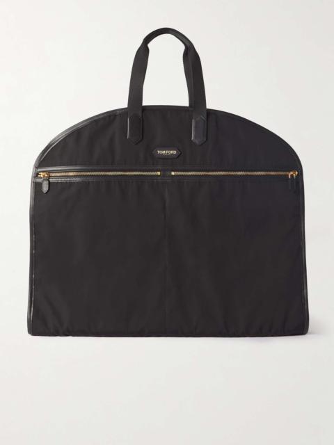 Leather-Trimmed Nylon Suit Carrier