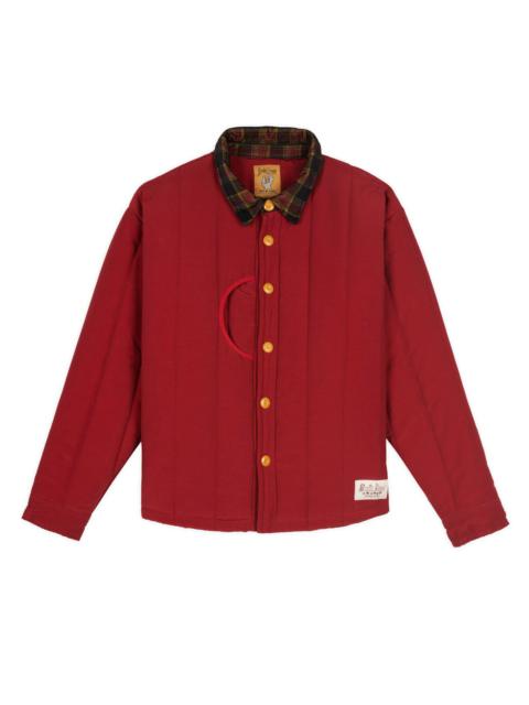 BRAIN DEAD Puffer Button Up Shirt Jacket - Red