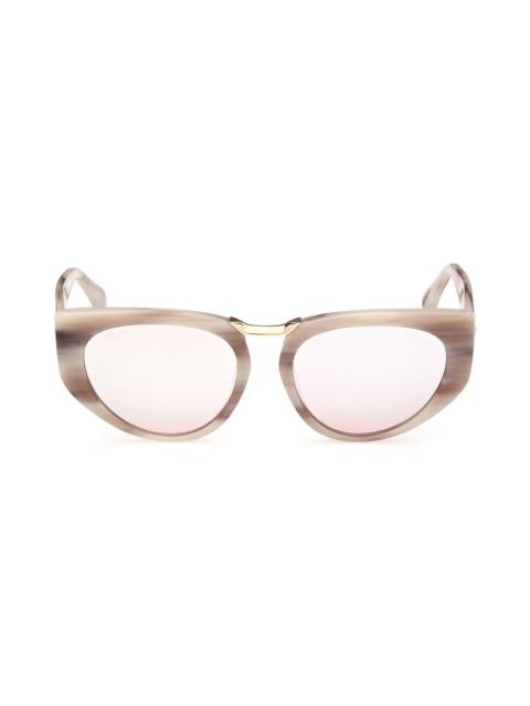 Max Mara Bridge1 54mm Cat Eye Sunglasses in Beige Horn /Brown Mirror at Nordstrom