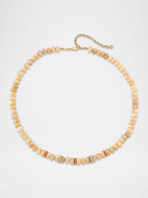 SYDNEY EVAN 14K Multi Charm Mystic Sand Moonstone Beaded Necklace