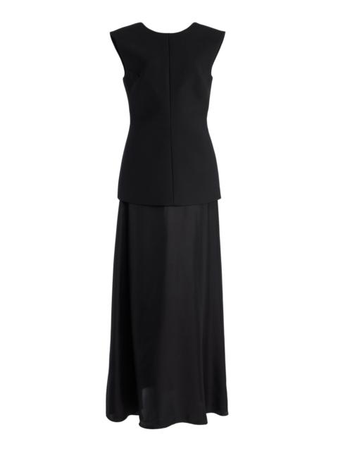 RÓHE Silk-Skirt Open-Back Wool-Blend Maxi Dress black