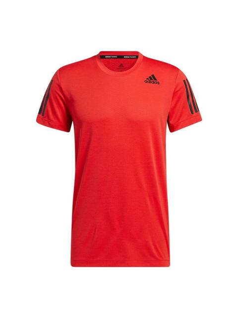 adidas Men's H.Rdy Warri Stripes Print Crew Neck Red H11108