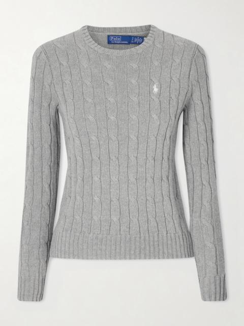 Polo Ralph Lauren Embroidered Cable-knit Cotton Sweater