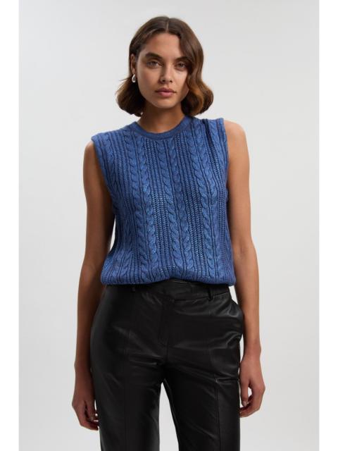 KAREN MILLEN Foil Cable Knit Tank Top