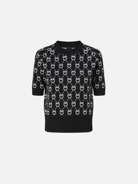 PINKO MONOGRAM DESIGN JACQUARD SWEATER WITH HALF SLEEVES