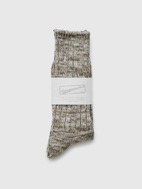 ANONYMOUSISM Melange Crew Sock in Lichen