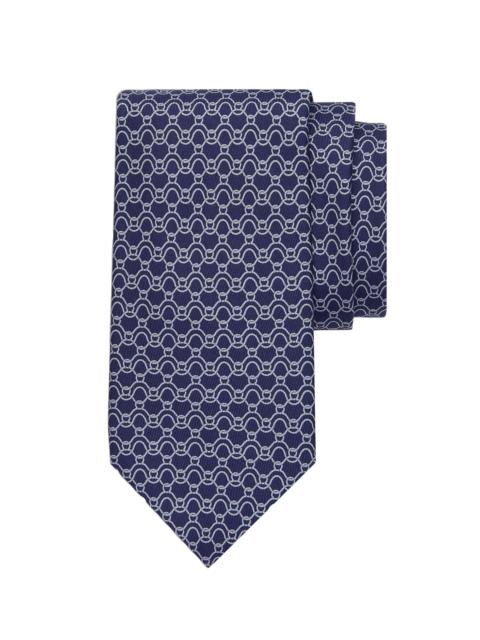 FERRAGAMO Men's ​Waves Printed Silk Tie - Blue