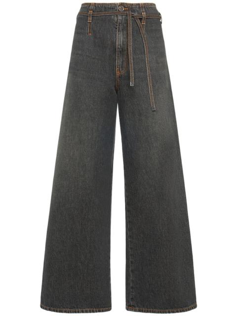 Etro High rise denim wide jeans w/ straps