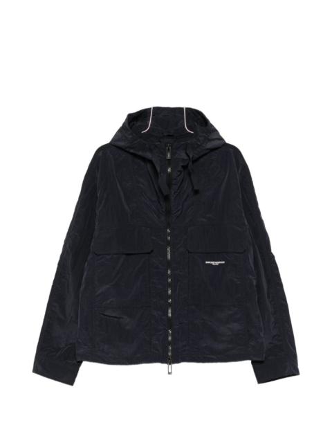 EMPORIO ARMANI hooded crinkled-texture jacket