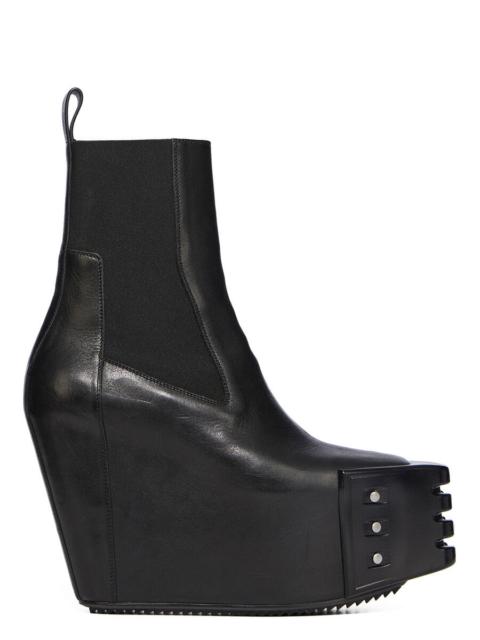 Rick Owens Black Temple Grilled Wedge Beatle Chelsea Boots