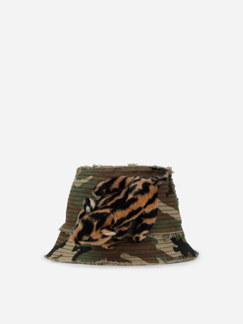 Dolce & Gabbana Camouflage-print bucket hat with soft toy detailing