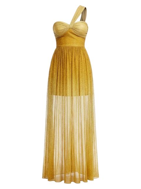 Dress The Population Women's Idalia Metallic One-Shoulder Gown - Golden Haze