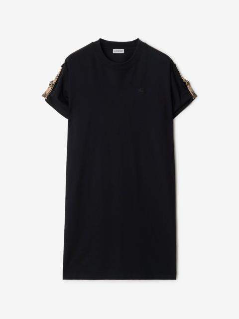 Check Trim Cotton T-shirt Dress