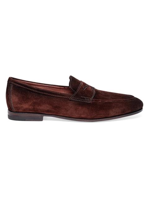 Santoni Men's Carlos Suede Penny Loafers - Brown