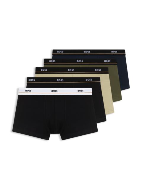 BOSS FIVE-PACK OF STRETCH-COTTON TRUNKS WITH LOGO WAISTBANDS