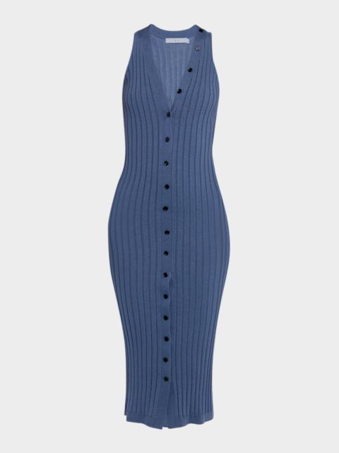 IRO Lyliane Buttoned Rib Wool Midi Dress
