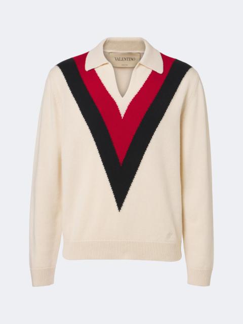 Valentino Jacquard cashmere polo sweater