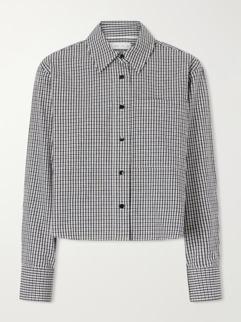 Proenza Schouler Olive Cropped Checked Cotton And Linen-blend Poplin Shirt