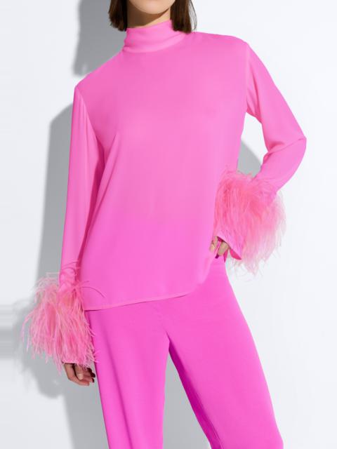 LAPOINTE Georgette Top With Feathers