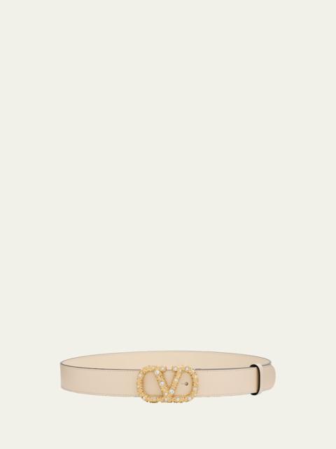 Valentino VLogo Signature Belt In Shiny Calfskin with Crystals