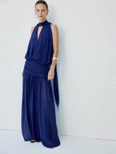 De La Vali CRUZ MAXI DRESS IN DEEP BLUE CHIFFON
