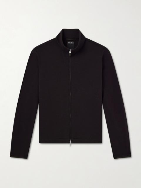 ZEGNA Honeycomb-Knit Cotton, Wool and Silk-Blend Zip-Up Sweater