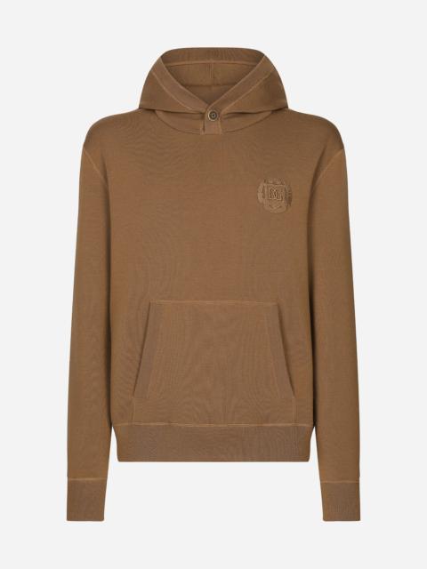 Dolce & Gabbana Wool and silk hoodie with DG patch