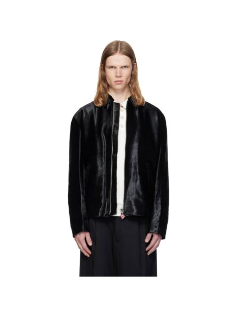 CASABLANCA Black Pony Hair Leather Jacket