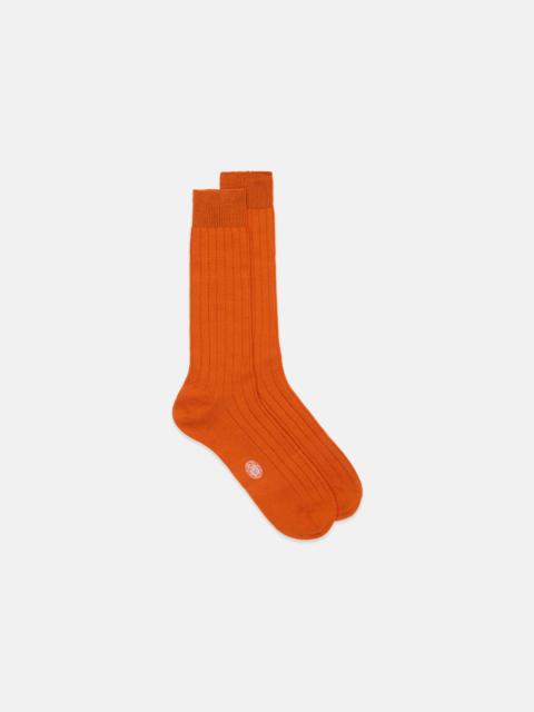 J. PRESS MADE-IN-ITALY SOLID ORANGE MID-CALF RIBBED WOOL SOCKS