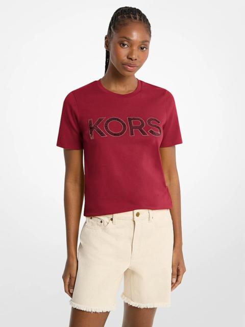 MICHAEL KORS Sequined Logo Cotton T-Shirt